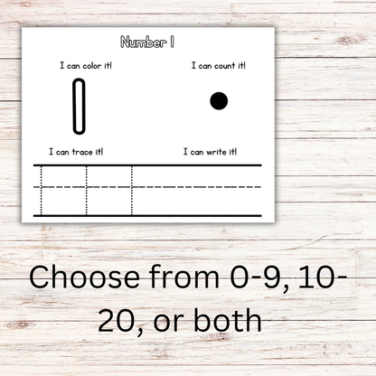 Numbers Tracing Books- 0-9, 10-20, and 0-99