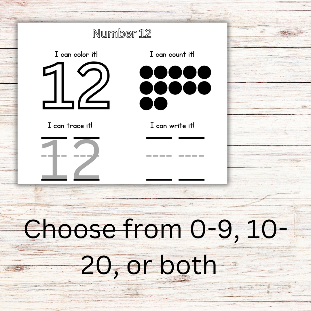Numbers Tracing Books- 0-9, 10-20, and 0-99