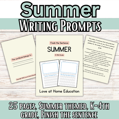 Writing Prompts: Finish the Sentence Writing Prompts for Grades K-4