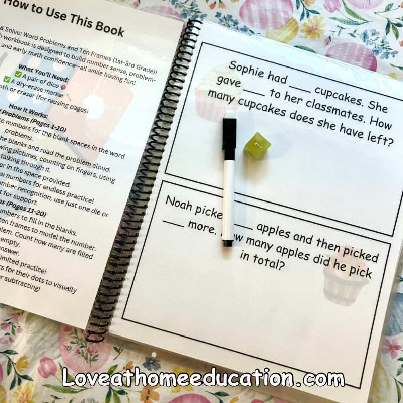 Roll & Solve: Reusable Math Book- 1st-3rd grade- Level 2