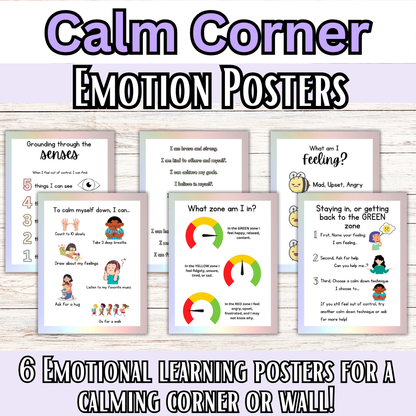 Calm Down Corner Emotional Learning Posters