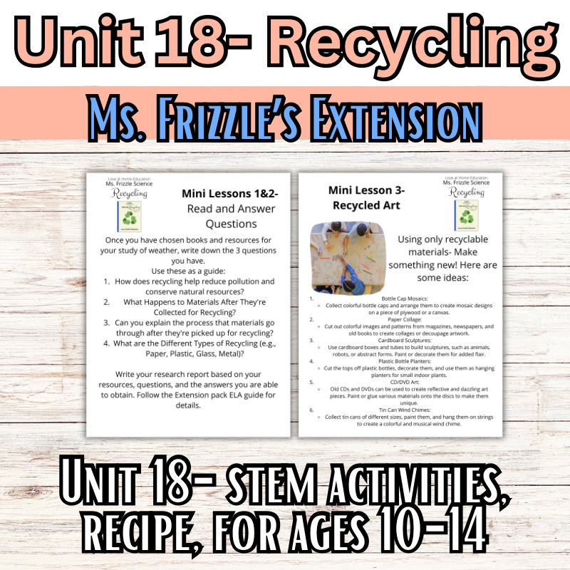 Ms. Frizzle's Elementary Science Curriculum- Extension Pack (Ages 10-14, 4th-8th grade)