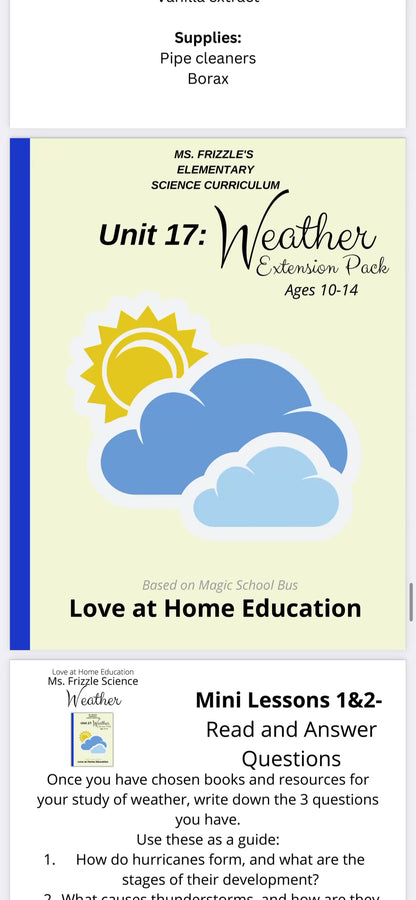 Ms. Frizzle's Elementary Science Curriculum- Extension Pack (Ages 10-14, 4th-8th grade)