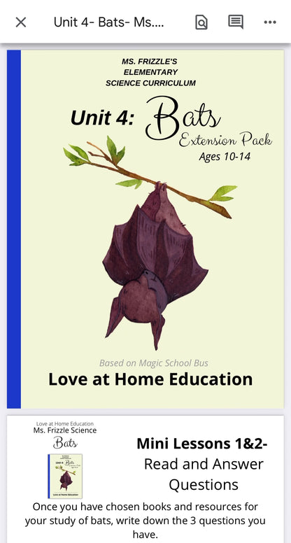 Ms. Frizzle's Elementary Science Curriculum- Extension Pack (Ages 10-14, 4th-8th grade)
