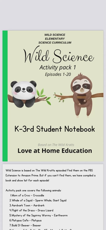 Wild Science: Elementary Science Curriculum: Activity Book 1