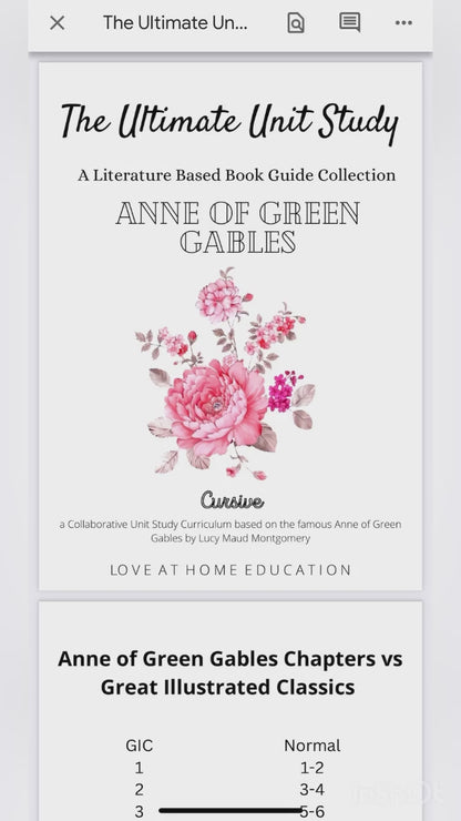 The Ultimate Unit Study- Anne Edition- Novel Study based on Anne of Green Gables- K-6th