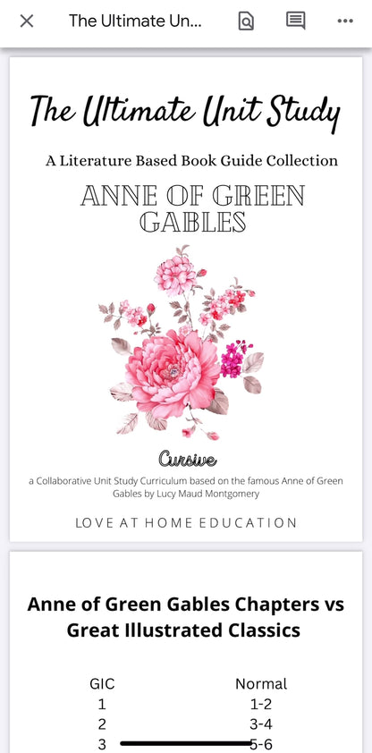The Ultimate Unit Study- Anne Edition- Novel Study based on Anne of Green Gables- K-6th
