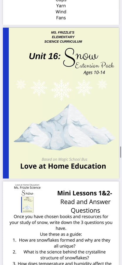 Ms. Frizzle's Elementary Science Curriculum- Extension Pack (Ages 10-14, 4th-8th grade)