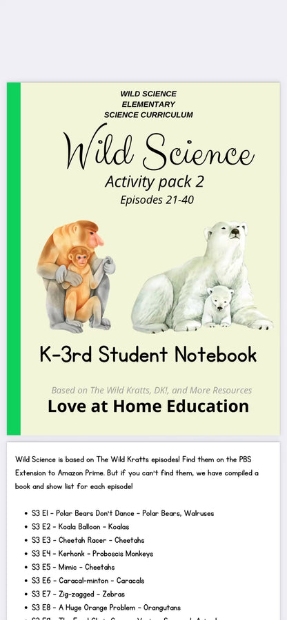 Wild Science: Elementary Science Curriculum: Activity Book 2