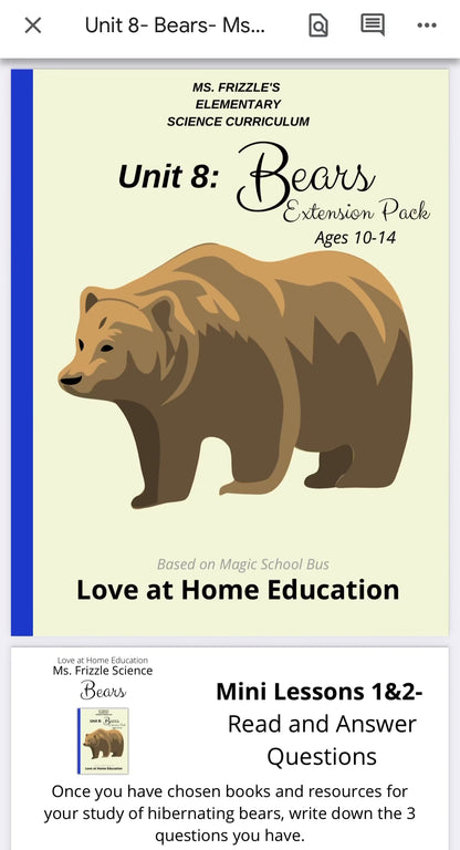 Ms. Frizzle's Elementary Science Curriculum- Extension Pack (Ages 10-14, 4th-8th grade)