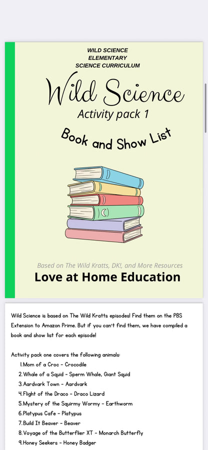 Wild Science: Elementary Science Curriculum: Activity Book 1