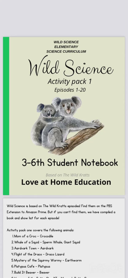 Wild Science: Elementary Science Curriculum: Activity Book 1
