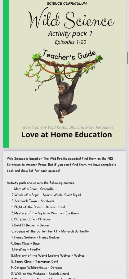Wild Science: Elementary Science Curriculum: Activity Book 1