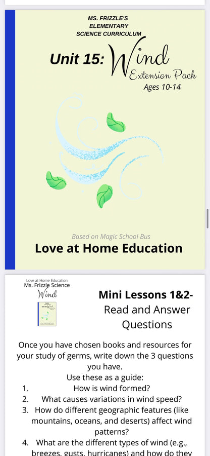 Ms. Frizzle's Elementary Science Curriculum- Extension Pack (Ages 10-14, 4th-8th grade)